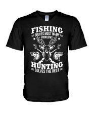 Fishing Solves My Problems Hunting Solves The Rest V-Neck T-Shirt tile
