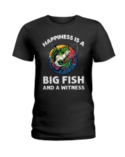 Happiness Is A Big Fish And A Witness Love Fishing Ladies T-Shirt tile