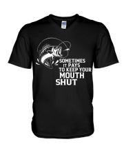 Sometimes It Pays To Keep Your Mouth Shut Fishing V-Neck T-Shirt tile