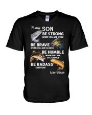 To My Son - Fishing Gifts V-Neck T-Shirt tile