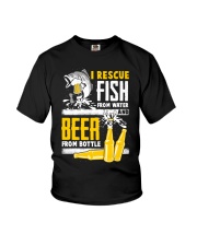 I Rescue Fish From Water And Beer From Bottle - Love Fishing Youth T-Shirt tile