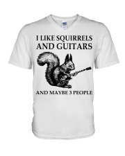 I Like Squirrels And Guitars And May Be 3 People - Love Squirrel V-Neck T-Shirt tile