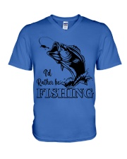 I'd Rather Fishing - Love Fishing V-Neck T-Shirt tile