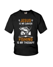 Jesus Is My Savior Fishing Is My Therapy Youth T-Shirt tile