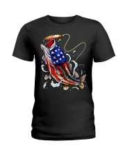Bass Fish Flag - Love Fishing Ladies T-Shirt tile