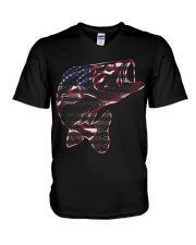 Bass Fish Flag V-Neck T-Shirt tile