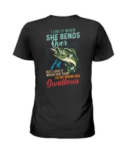 I Like It When She Bends Over But I Love It When She Tugs On My Worm And Swallows - Love Fishing Ladies T-Shirt tile