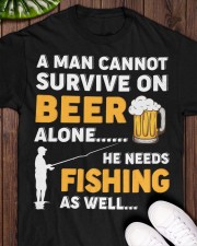 A Man Cannot Survive On Beer Alone - He Needs Fishing As Well - Fishing Gifts Classic T-Shirt apparel-classic-tshirt-lifestyle-front-160