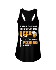A Man Cannot Survive On Beer Alone - He Needs Fishing As Well - Fishing Gifts Ladies Flowy Tank tile