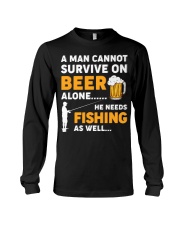A Man Cannot Survive On Beer Alone - He Needs Fishing As Well - Fishing Gifts Long Sleeve Tee tile
