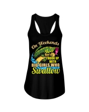 On Weekends I Hook Up With Big Girls - Love Fishing Ladies Flowy Tank tile