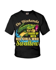 On Weekends I Hook Up With Big Girls - Love Fishing Youth T-Shirt tile