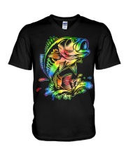 Tie Dye Fish - Love Fishing V-Neck T-Shirt tile