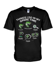 Things I Do In My Spare Time- Love Fishing V-Neck T-Shirt tile