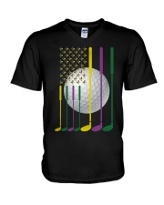 Mardi Gras Golf Clubs Flag - Love Golf V-Neck T-Shirt tile
