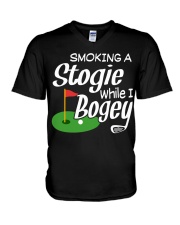 Smoking A Stogie White I Bogey - Golf Gifts V-Neck T-Shirt tile