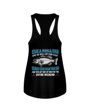 Give A Man A Fish - Teach Him How To Fish - Love Fishing Ladies Flowy Tank tile