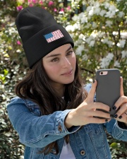 US Flag Fish - Love Fishing Knit Beanie garment-embroidery-beanie-lifestyle-04