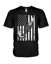 Fish Hook Flag - Fishing Gifts V-Neck T-Shirt tile