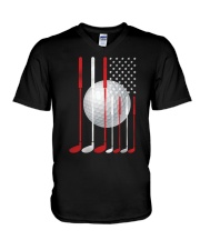 American Flag Golf Clubs V-Neck T-Shirt tile