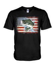 Bass Flag - Love Fishing V-Neck T-Shirt tile
