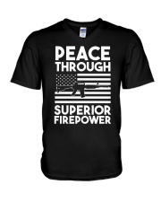 Peace Through - Superior Firepower - Gun Lover V-Neck T-Shirt tile