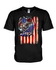Bass Fishing Flag - Fishing Gifts V-Neck T-Shirt tile