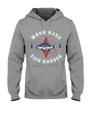 Work Hard Fish Harder - Love Fishing Hooded Sweatshirt tile
