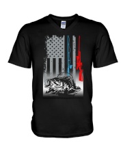 Hunting Fishing Flag - Love Fishing Hunting V-Neck T-Shirt tile
