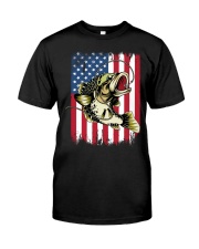 Bass Fishing American Flag - Love Fishing Classic T-Shirt front