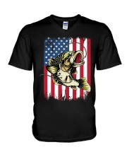 Bass Fishing American Flag - Love Fishing V-Neck T-Shirt tile