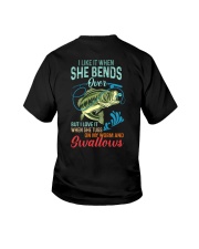 I Like When She Bends Over But I Love It When She Tugs On My Worm And Swallows - Love Fishing Youth T-Shirt tile