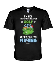 Not Always Thinking About Golf Sometimes Fishing V-Neck T-Shirt tile