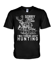 I Wasn't Listening - I Was Thinking A bout Hunting V-Neck T-Shirt tile