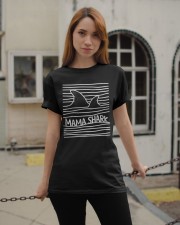 Mama Shark Line Frame - Shark Lovers Classic T-Shirt apparel-classic-tshirt-lifestyle-19