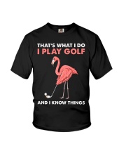 That's What I Do - I Play Golf And I Know Things - Flamingo Youth T-Shirt tile