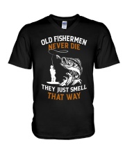 Old Fishermen Never Die They Just Smell That Way - Love Fishing V-Neck T-Shirt tile