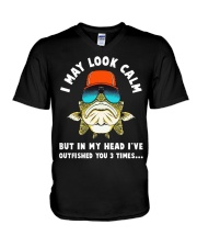 May Look Calm But In My Head I've Outfished You 3 Times - Fishing Gifts V-Neck T-Shirt tile