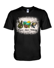Peace Love Fishing - Love Fishing V-Neck T-Shirt tile