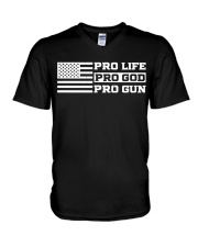 Pro Life Pro God Pro Gun - Gun Lover V-Neck T-Shirt tile
