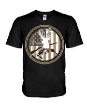Deer Fish Flag - Love Fishing Hunting V-Neck T-Shirt tile