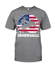 Snowmobile Sled Circle Flag Classic T-Shirt tile