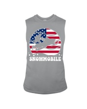 Snowmobile Sled Circle Flag Sleeveless Tee tile