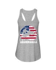 Snowmobile Sled Circle Flag Ladies Flowy Tank tile