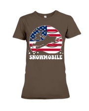 Snowmobile Sled Circle Flag Premium Fit Ladies Tee tile