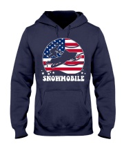 Snowmobile Sled Circle Flag Hooded Sweatshirt tile