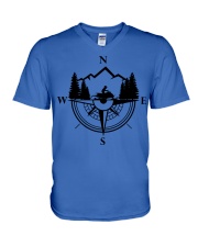Snowmobile Sled Compass Mountain V-Neck T-Shirt tile