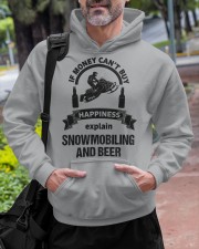 Snowmobile Sled If Money Can't Buy Happiness Explain Snowmobiling And Beer Hooded Sweatshirt custom-hoodie-sweatshirt-lifestyle-front-267