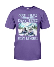 Snowmobile Sled Good Times And Crazy Friends Great Memories Premium Fit Mens Tee tile