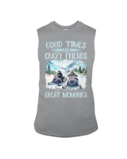Snowmobile Sled Good Times And Crazy Friends Great Memories Sleeveless Tee tile